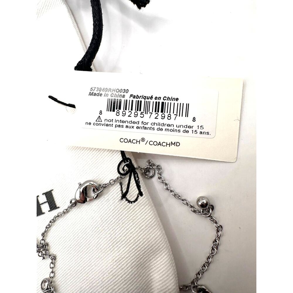 Coach Silver Plated Charm Bracelet NWT $125 Designer Summer Jewelry - Picture 12 of 13